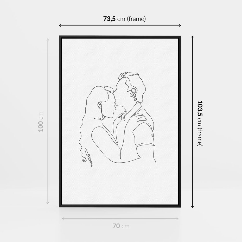 Obraz w ramie 70x100 - Wewnętrzne Emocje - para zakochanych, kobieta i mężczyzna - rama czarna