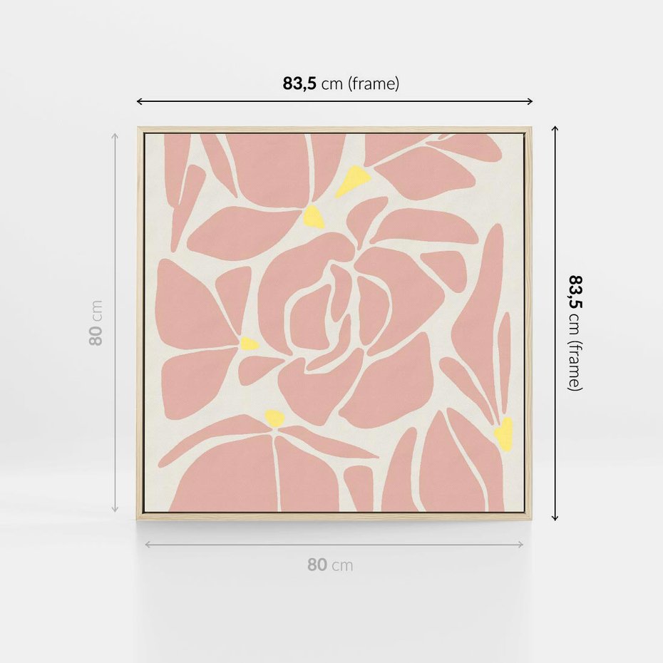 Obraz w ramie 80x80 - Rozplątane Akwarelowe Formy - abstrakcyjne boho kwiaty, kompozycja - rama drewno