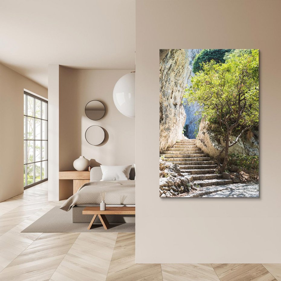 Obraz na płótnie 80x120 - Krok po kroku do celu - schody, perspektywa