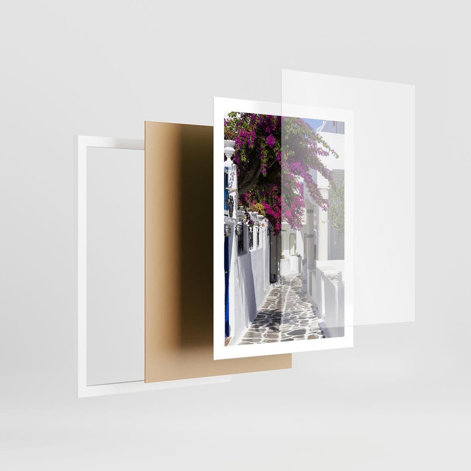 Plakat w ramie 50x70 - Mroczna Tajemnica - uliczka, perspektywa - rama biała