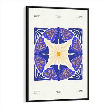 Obraz w ramie 50x70 - Księga Abstrakcji - abstrakcyjna boho kompozycja, granatowe ćmy - rama czarna