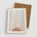 Plakat w ramie 50x70 - Słońce w Stylu Boho - słońce, grafika boho - rama drewno