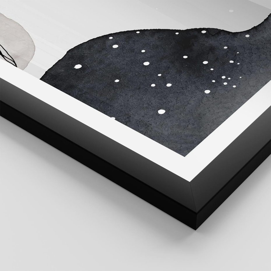 Plakat w ramie 50x70 - Szara Abstrakcja - abstrakcja, akwarela - rama czarna