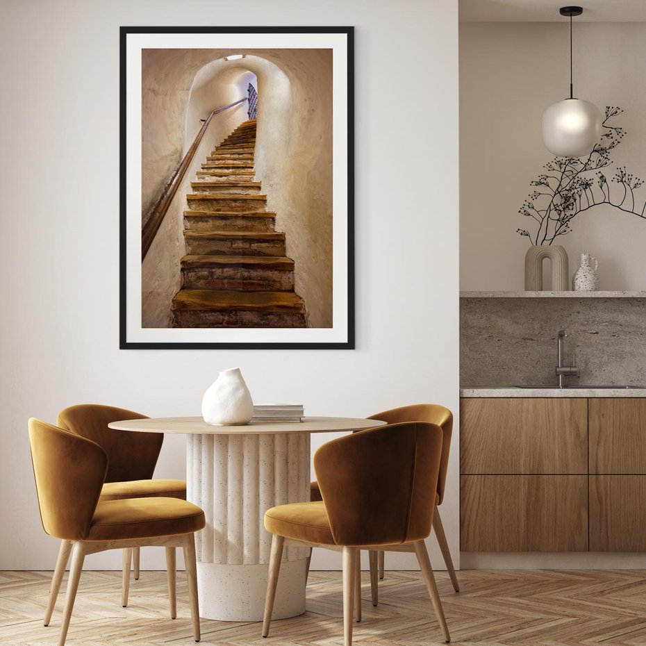 Plakat bez ramy 21x30 - Schody Wymiarów - schody, tunel