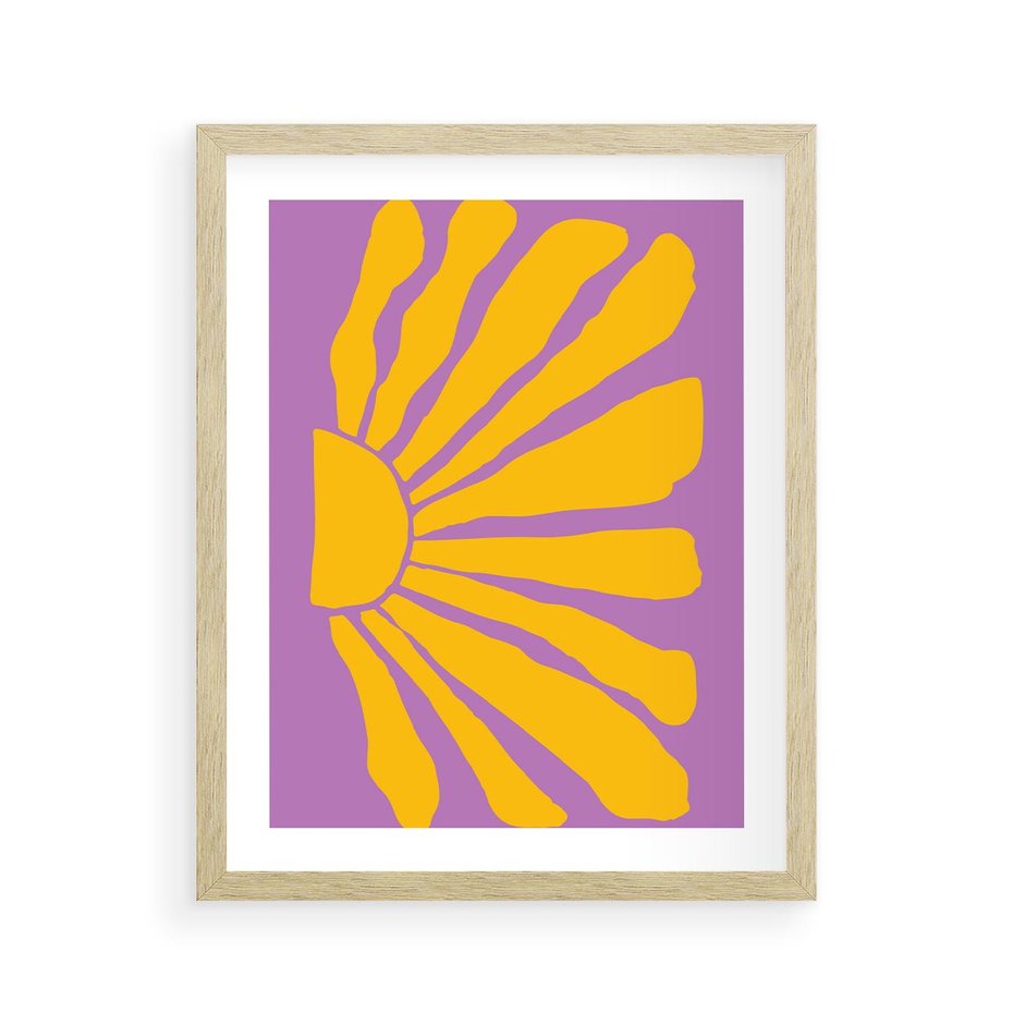 Plakat w ramie 40x50 - Podróżne Kontury - abstrakcyjny plakat, intensywne różowe tło - rama drewno