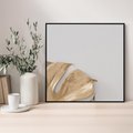 Obraz w ramie 50x50 - Natury Szlachetność - złote, liście - rama czarna