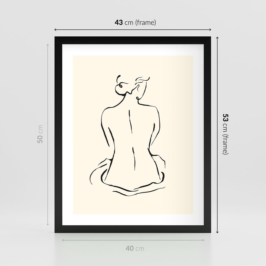 Plakat w ramie 40x50 - Migotliwa Symfonia - kobieta akt, minimalizm - rama czarna