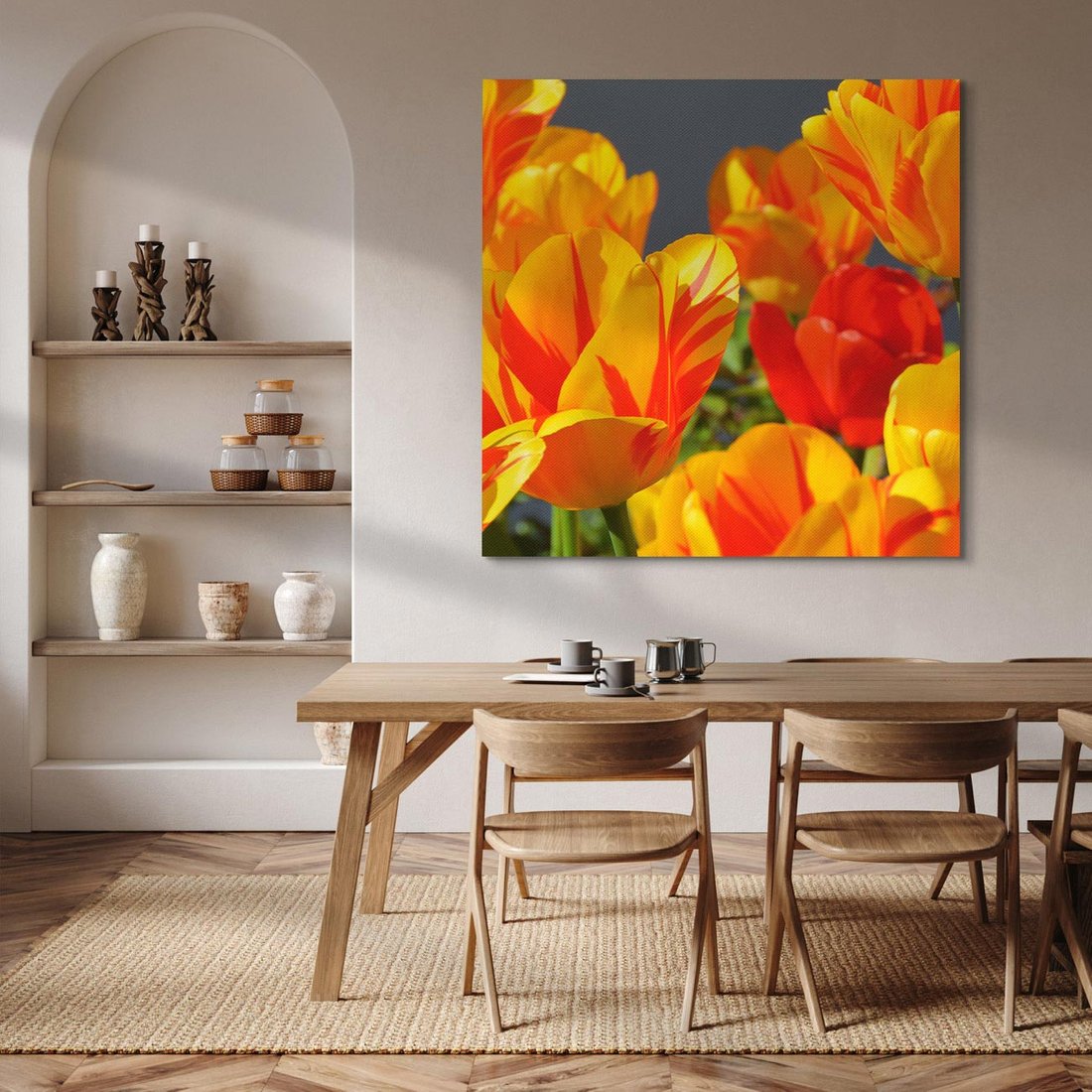 Obraz na płótnie 50x50 - Kwiatowa Harmonia - kwiaty, kwiat