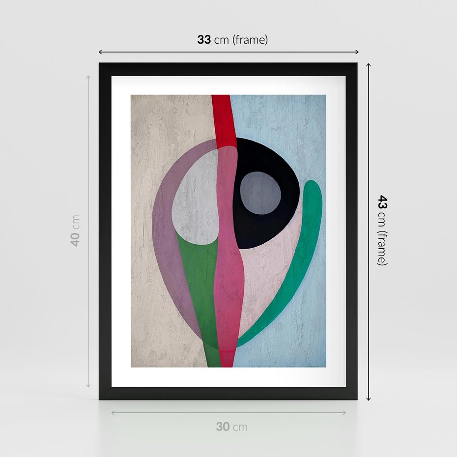 Plakat w ramie 30x40 - Wibracje Kolorów Marzeń - abstrakcyjne dziwne kształty, olejny obraz - rama czarna