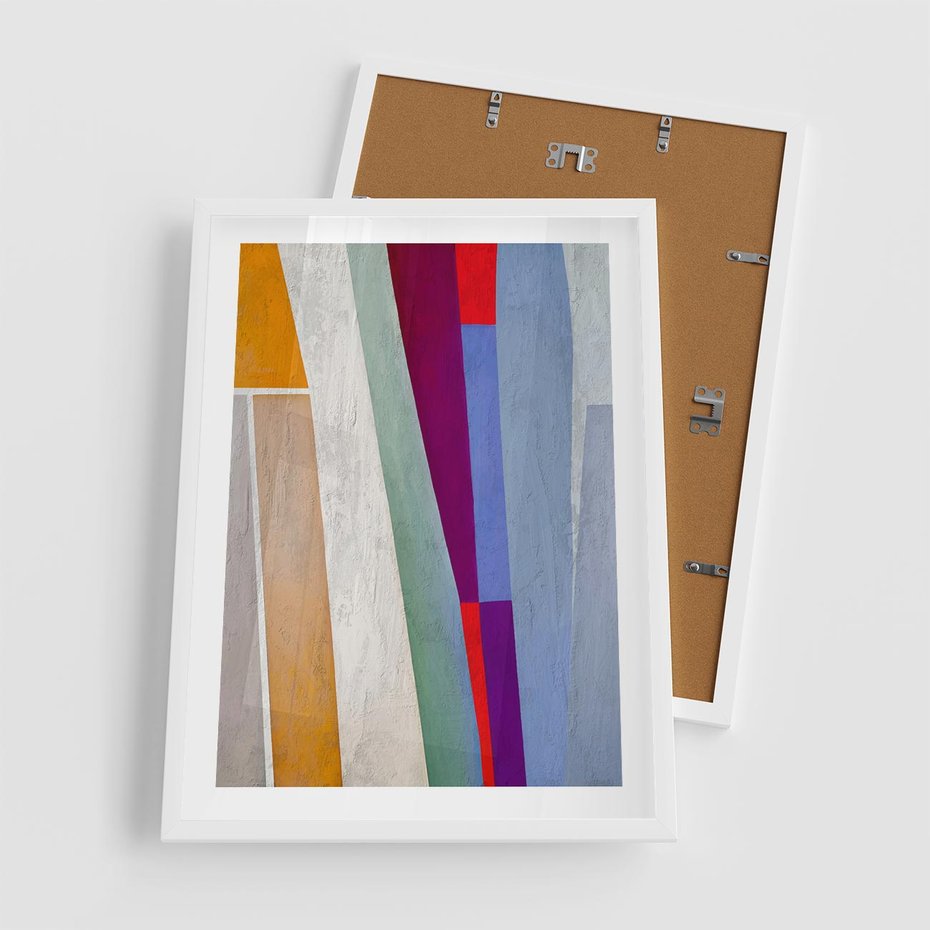 Plakat w ramie 50x70 - Księga Ukrytych Odbić - abstrakcyjne dziwne kształty, olejny obraz - rama biała