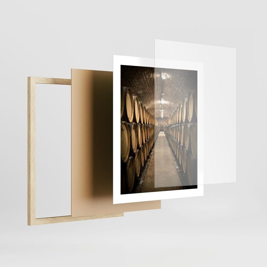 Plakat w ramie 40x50 - Winniczka - winnica, beczki - rama drewno