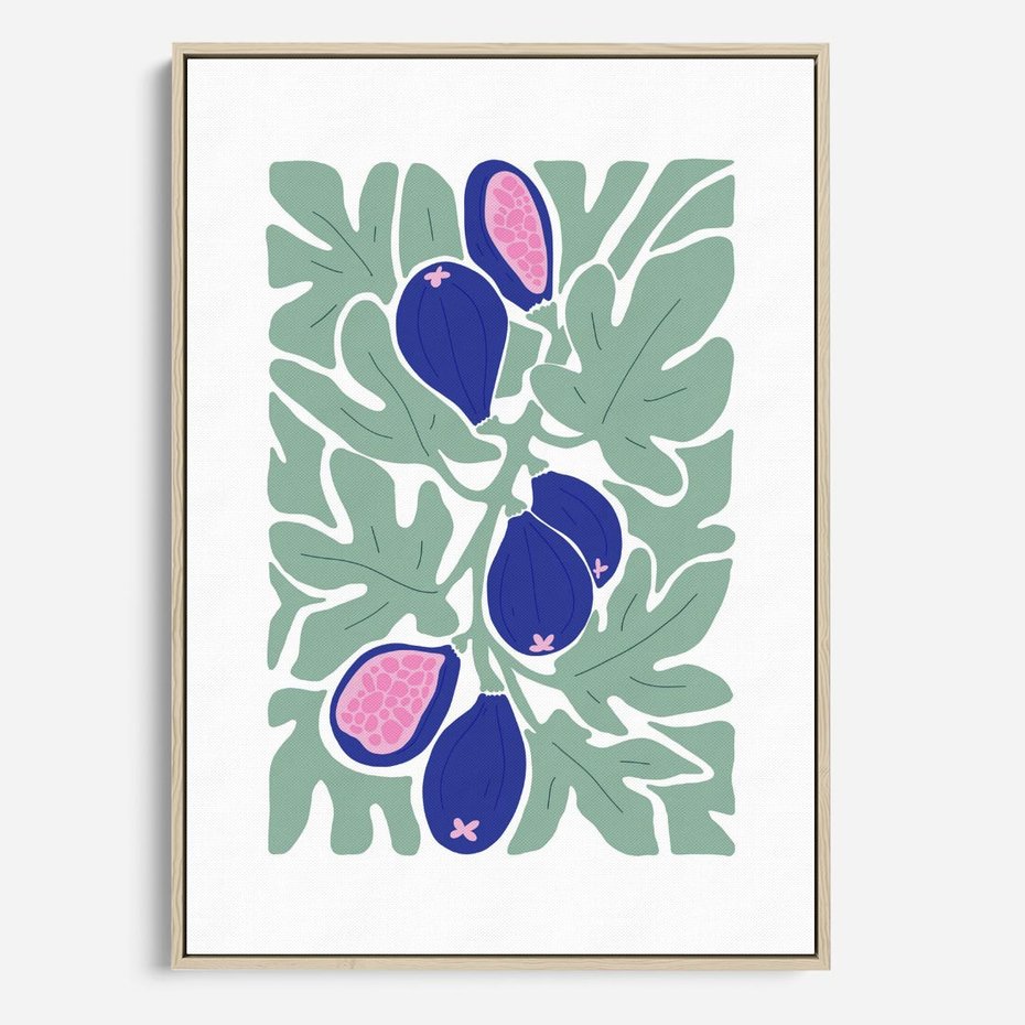 Obraz w ramie 70x100 - Figi Fioletu - figi, sztuka nowoczesna - rama drewno