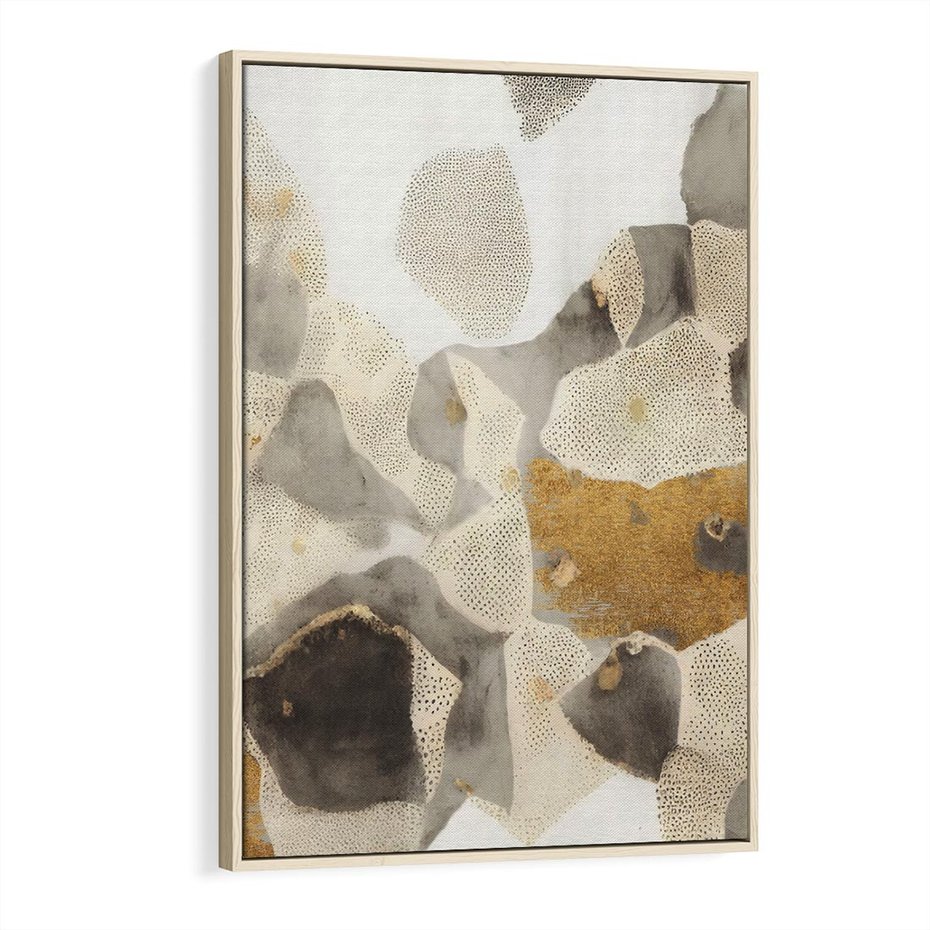 Obraz w ramie 80x120 - Nowoczesne Złoto i Szarość - plamy, złoto - rama drewno