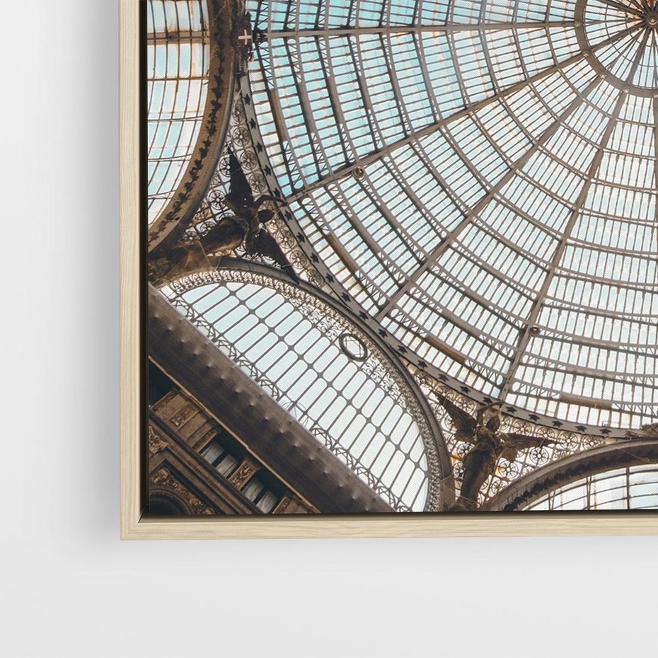 Obraz w ramie 50x50 - Magia Sklepienia - sklepienie, szklany dach - rama drewno