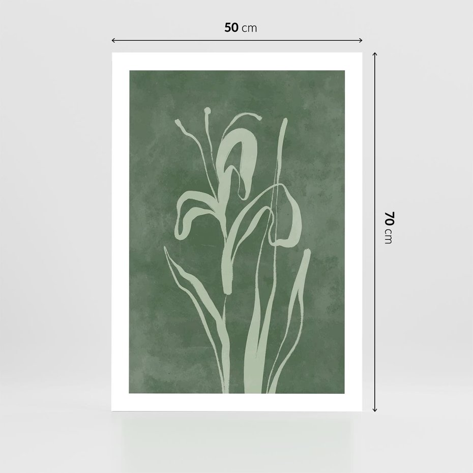 Plakat bez ramy 50x70 - Zielony Oddech - zielona abstrakcja, zgaszona zieleń