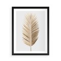Plakat w ramie 50x70 - Złoty blask palmowego liścia - złota, palma - rama czarna