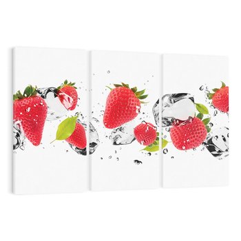 Obraz na płótnie 120x80 - Rajskie truskawki z wodą - truskawki, woda