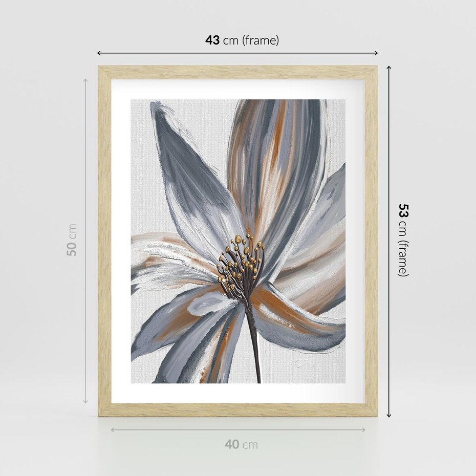 Plakat w ramie 40x50 - Olejne kwiaty - wyraz emocji - kwiaty, malowane - rama drewno