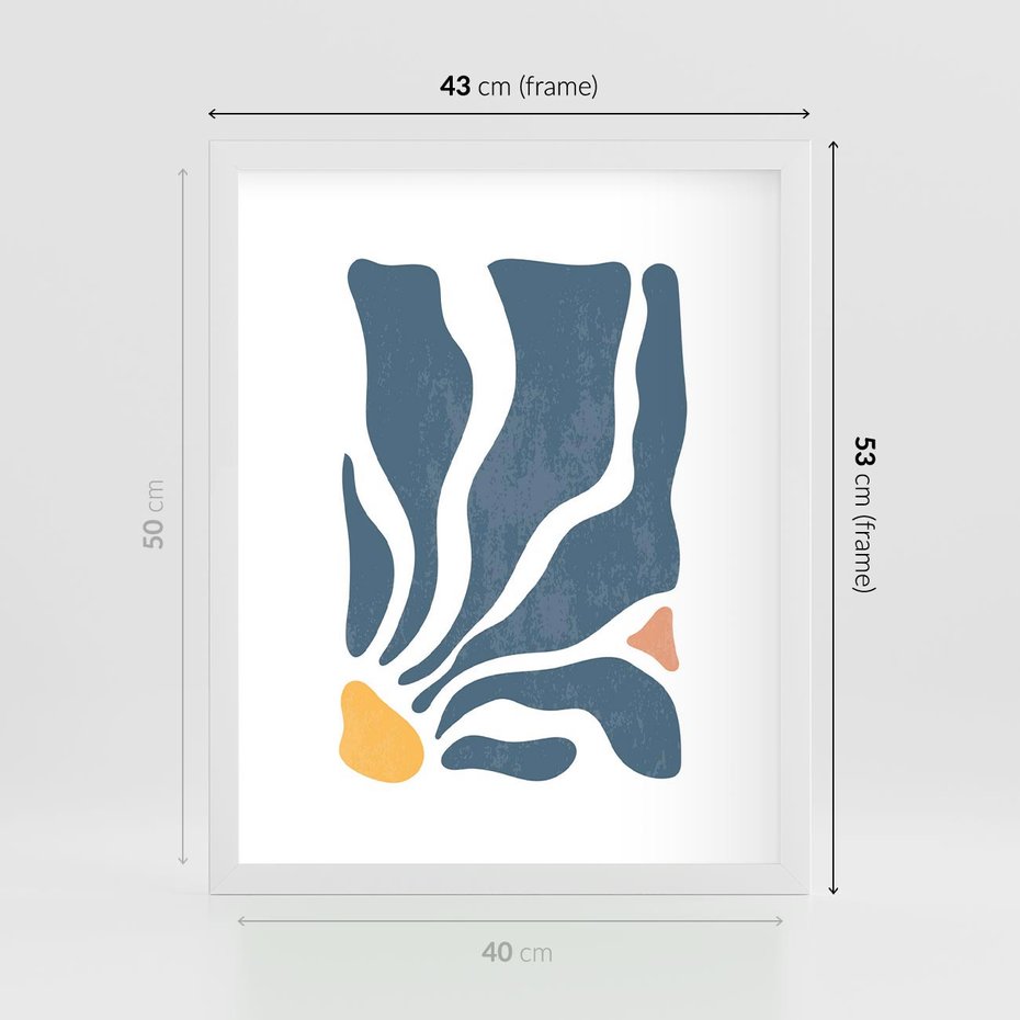 Plakat w ramie 40x50 - Szkice Kwiatowych Promieni - nowoczesna kwiatowa grafika, styl retro - rama biała