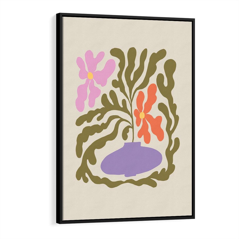 Obraz w ramie 70x100 - Kolorowe Echa - kwiaty, abstrakcja - rama czarna