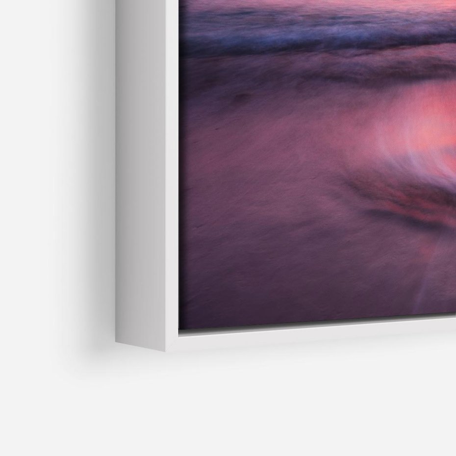 Obraz w ramie 120x80 - Zaklęty Zachód - magiczny zachód słońca, fioletowe - rama biała