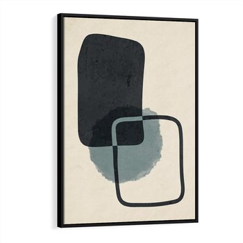 Obraz w ramie 50x70 - Migotliwe Refleksje - abstrakcyjne nieregularne kształty, minimalistyczny plakat - rama czarna