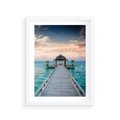 Plakat w ramie 30x40 - Morski Pomost - morze, pomost - rama biała