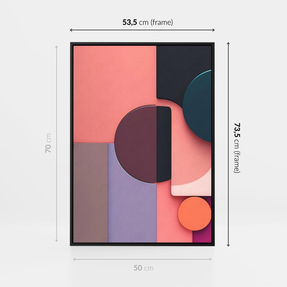 Obraz w ramie 50x70 - Przenikanie przestrzeni czasu - abstrakcja, geometria - rama czarna