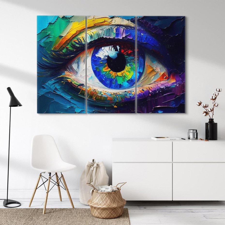 Obraz na płótnie 120x80 - Mistyka Tęczowego Oka - oko, obraz olejny