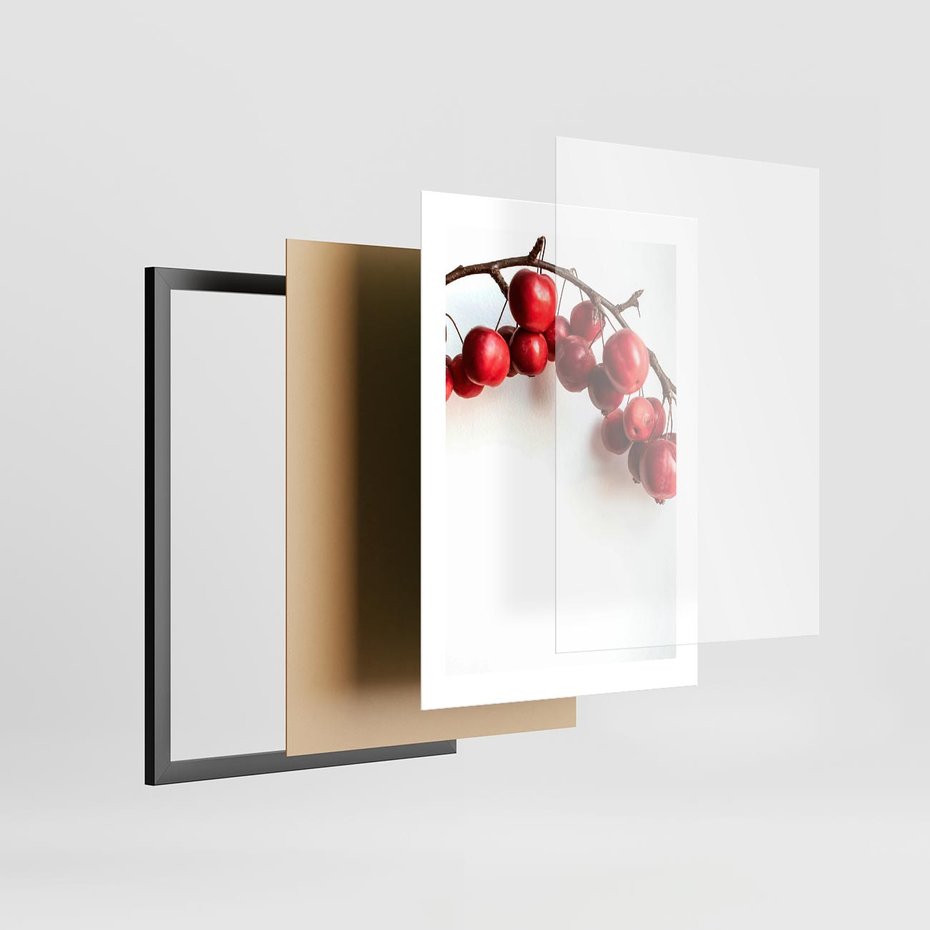 Plakat w ramie 30x40 - Jesienne Owoce - jarzębina, czerwone owoce - rama czarna