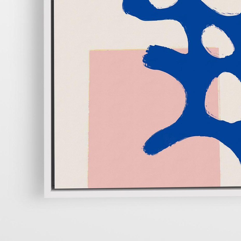 Obraz w ramie 80x80 - Migotliwe Nastroje - abstrakcyjna niebieska forma, dziwne kształty - rama biała