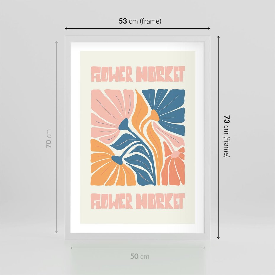 Plakat w ramie 50x70 - Spójny Dysonans - pastelowe kolory, typografia - rama biała