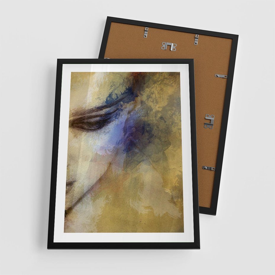 Plakat w ramie 50x70 - Graficzna ekspresja kobiecego portretu - portret, grafika - rama czarna