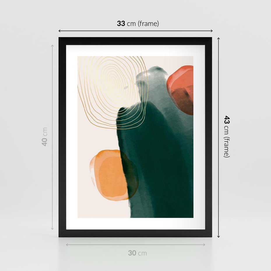 Plakat w ramie 30x40 - Modernistyczne Spektrum - abstrakcyjna granatowa plama, akwarela - rama czarna