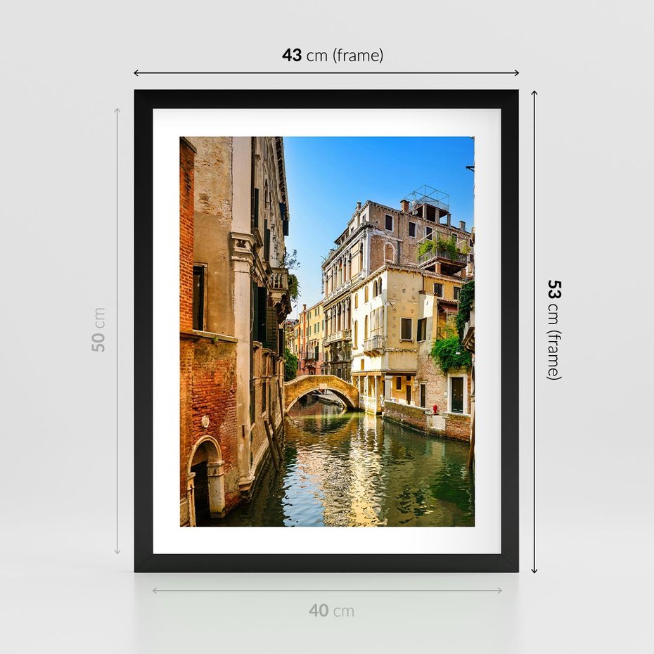Plakat w ramie 40x50 - Magia Kanałów Weneckich - Wenecja, kanały - rama czarna