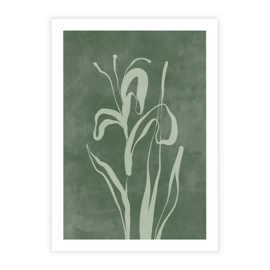 Plakat bez ramy 30x40 - Zielony Oddech - zielona abstrakcja, zgaszona zieleń