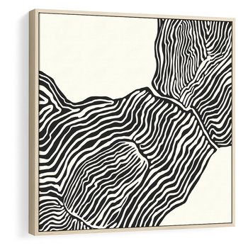 Obraz w ramie 50x50 - Migoczące Kontury - boho plakat, rycina - rama drewno