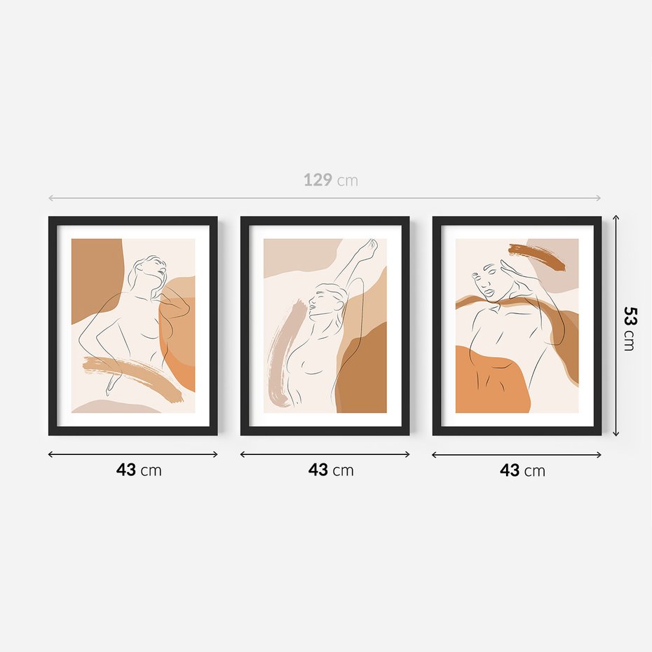 Zestaw obrazy w ramie 40x50 galeria - Kobieta, abstrakcja, one-line, nowoczesny - rama czarna