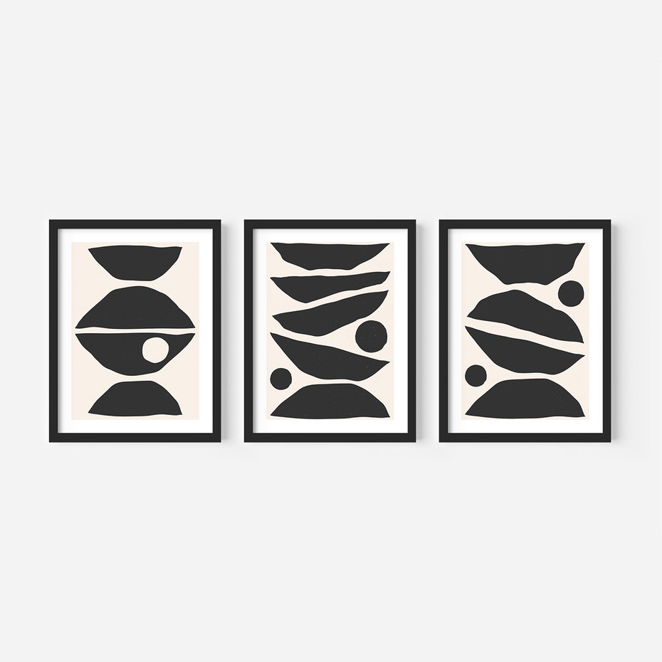 Zestaw obrazy w ramie 50x70 galeria - Abstrakcyjne, kształty, geometryczne - rama czarna