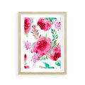 Plakat w ramie 30x40 - Delikatna Akwarela - kwiaty, akwarela - rama drewno