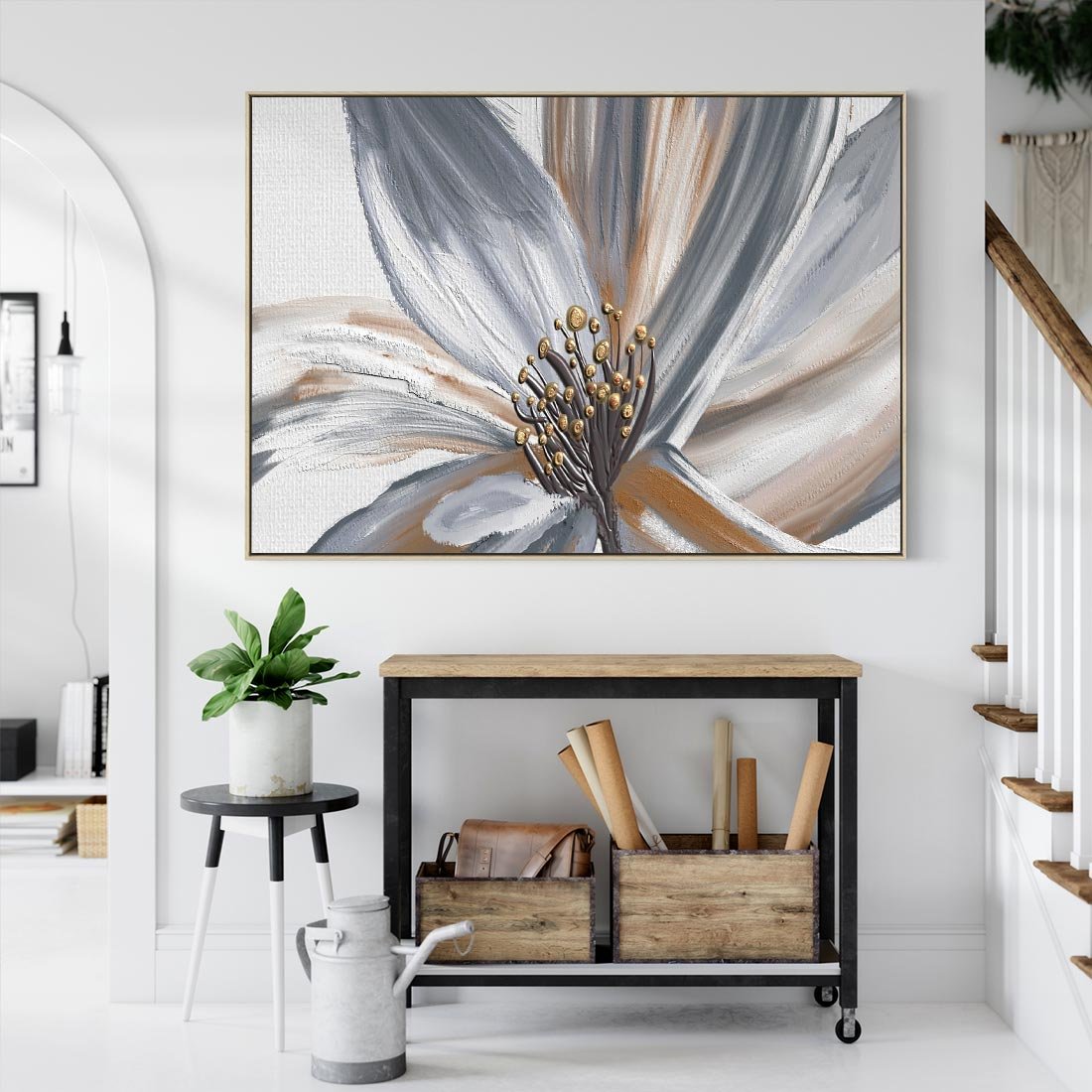 Obraz w ramie 120x80 - Olejne kwiaty - wyraz emocji - kwiaty, malowane - rama drewno