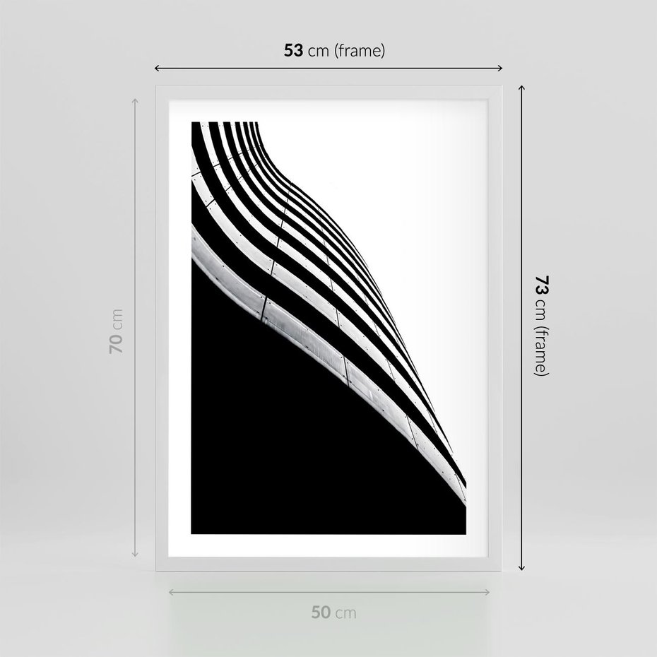 Plakat w ramie 50x70 - Architektoniczna Fala - architektura, falowany budynek - rama biała