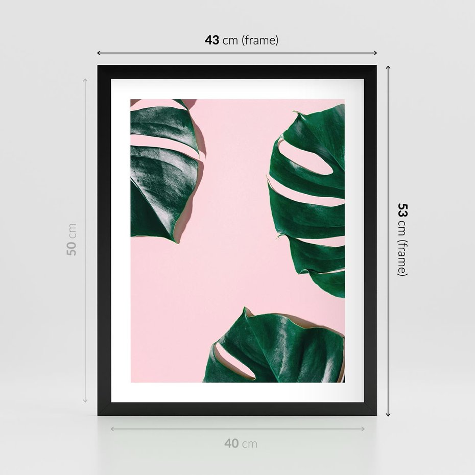 Plakat w ramie 40x50 - Siła Natury - liście, monstera - rama czarna