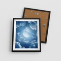 Plakat w ramie 40x50 - Księżycowe Chmury - księżyc, chmury - rama czarna