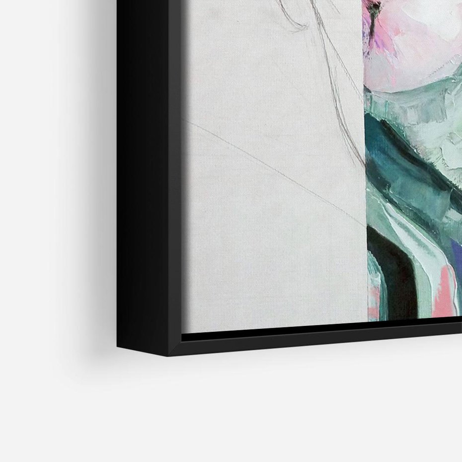 Obraz w ramie 100x70 - Niezakończona Piękność - abstrakcyjny obraz olejny, portret kobiety - rama czarna