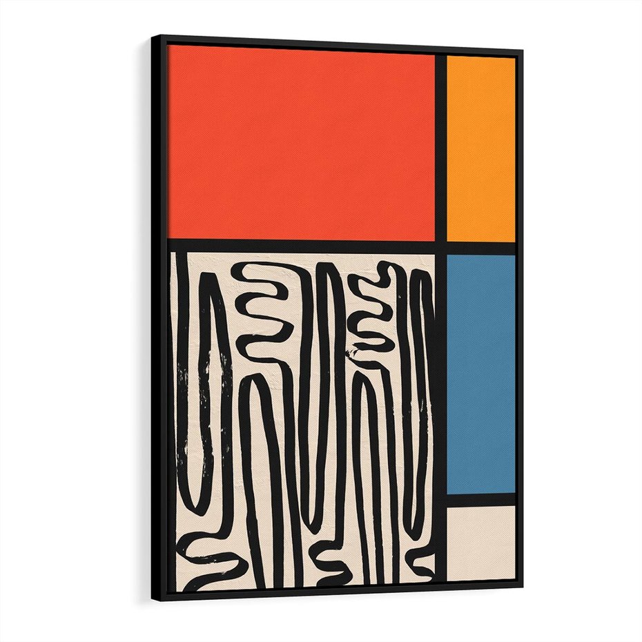 Obraz w ramie 70x100 - Podróżne Wibracje Serca - abstrakcyjny obraz, proste linie - rama czarna