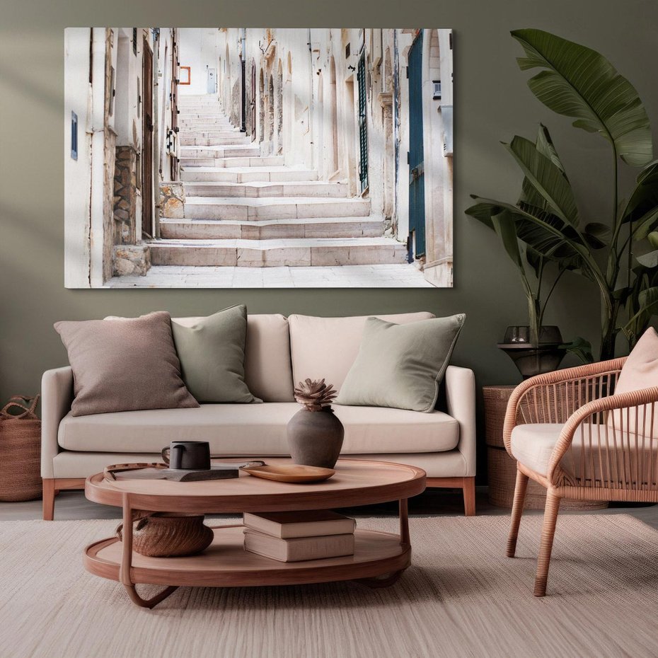 Obraz na płótnie 100x70 - Urokliwa uliczka w perspektywie - uliczka, perspektywa