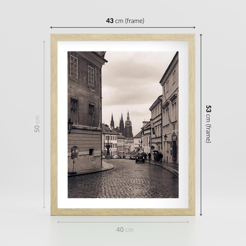 Plakat w ramie 40x50 - Przygoda Na Horyzoncie - uliczka, perspektywa - rama drewno