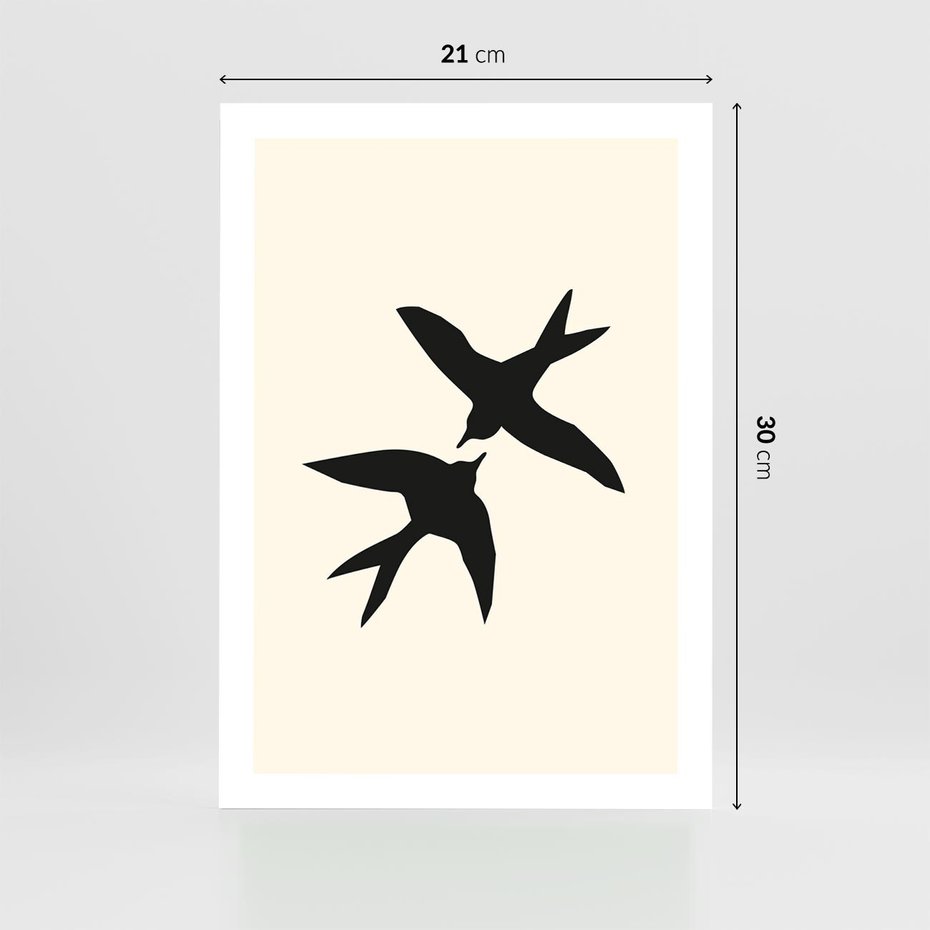 Plakat bez ramy 21x30 - Kreatywne Echa - jaskółki, minimalizm