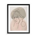 Plakat w ramie 50x70 - Kobieta w Linii: Akwarelowa Harmonia - kobieta one line, grafika - rama czarna